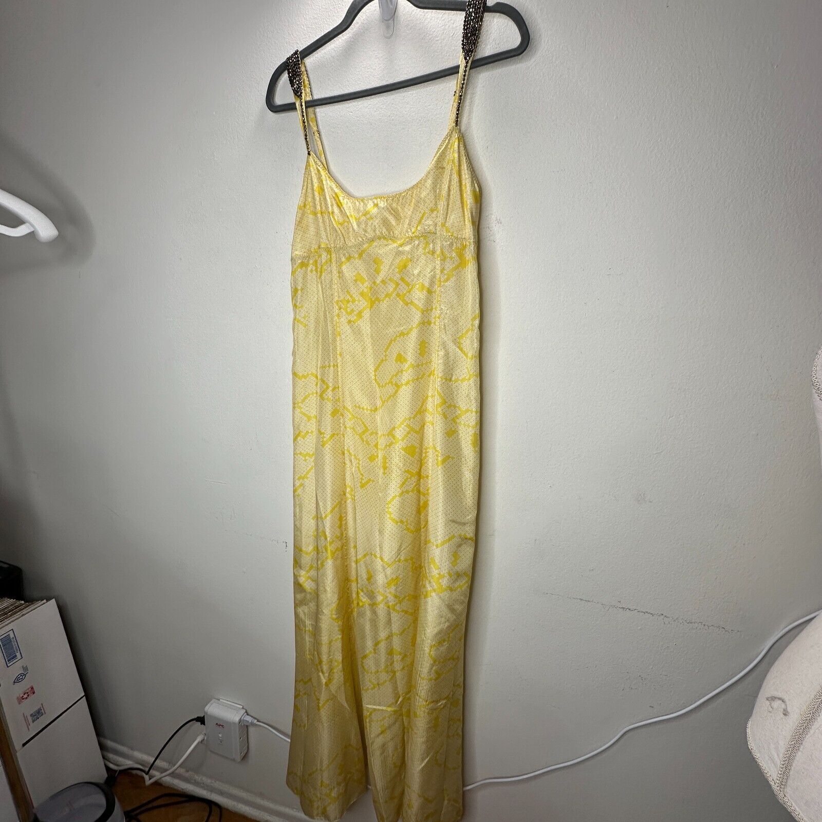 YAYA YA-YA Silk Yellow Snake Print Amber Beaded Strap Slip Maxi S Size S / US 4 / IT 40 - 4 Thumbnail