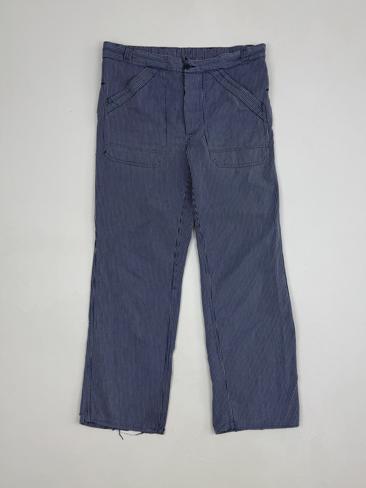 Vintage 1970’s Vintage Distressed Euro Hickory Stripe Work Pants Size US 34 / EU 50 - 1 Thumbnail