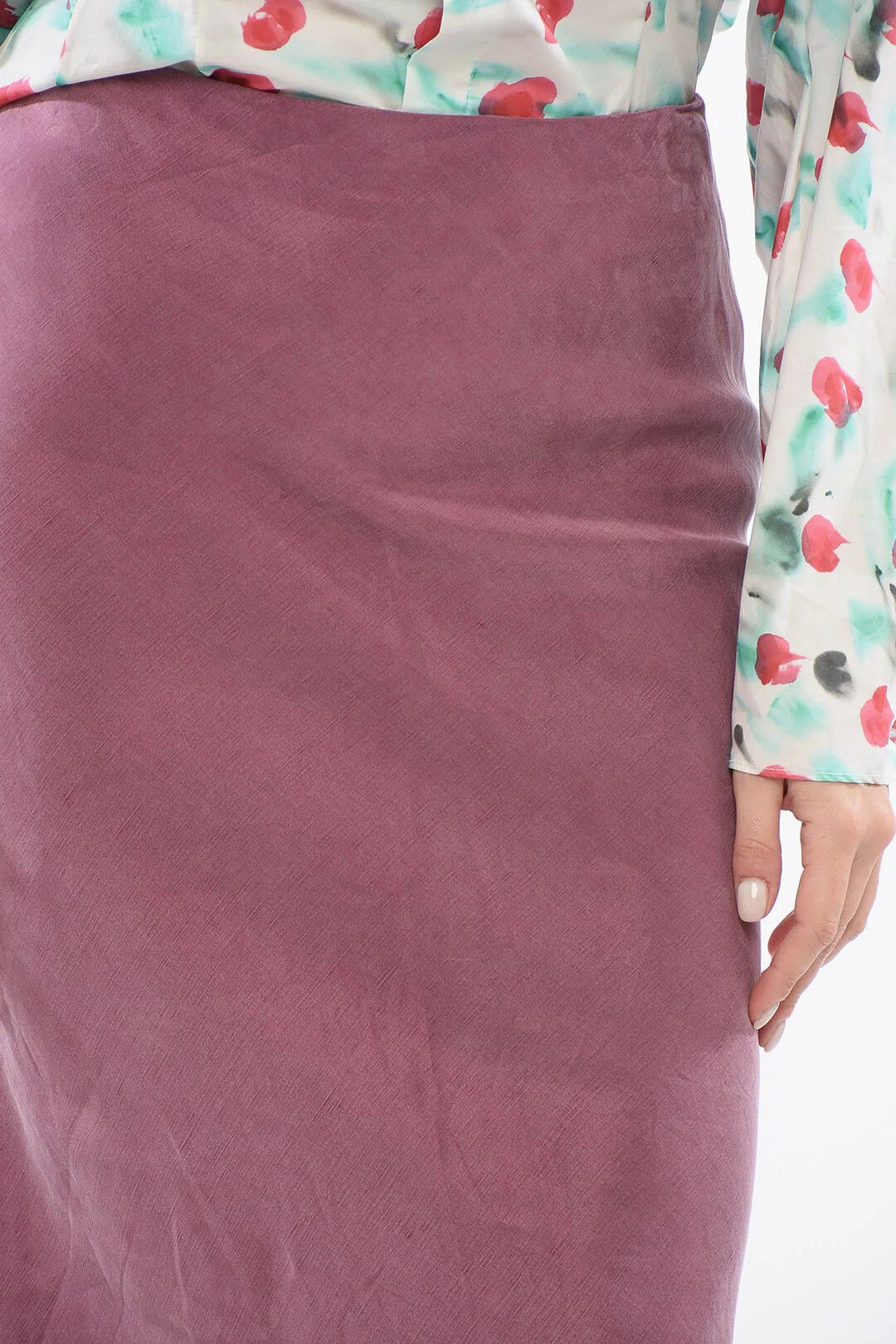 Max Mara og1mm0426 Linen-Blend Skirt in Burgundy Size 28" / US 6 / IT 42 - 3 Thumbnail