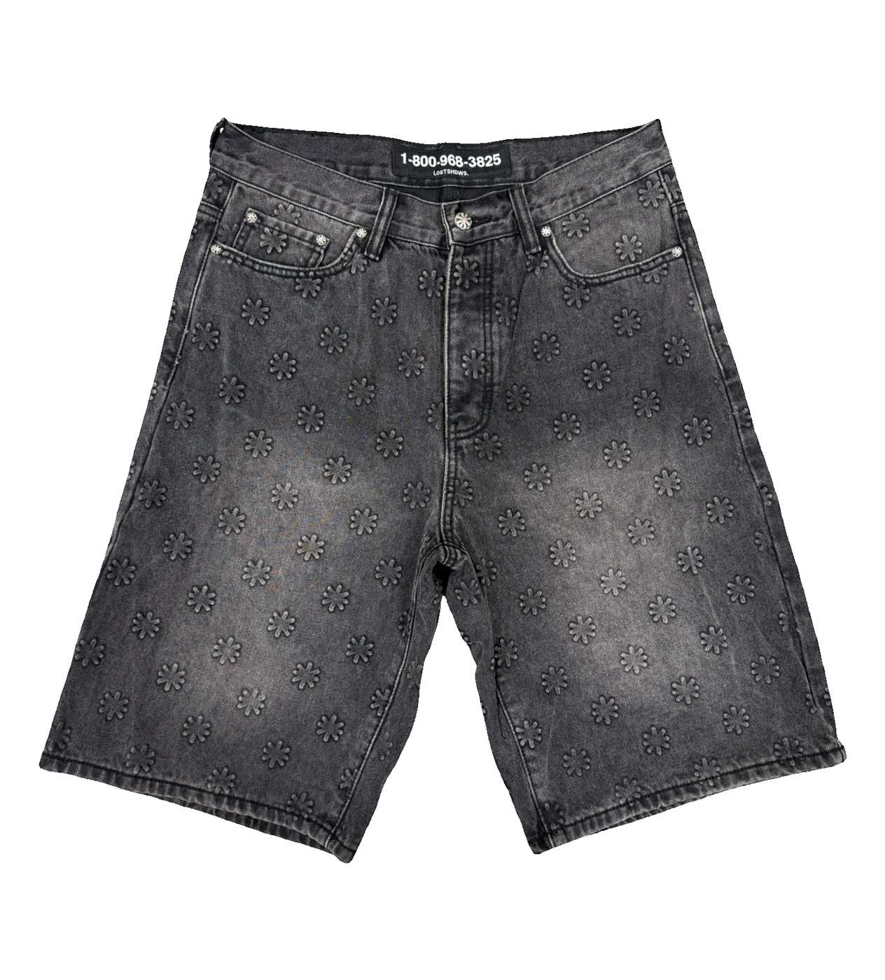LOSTSHDWS Lost Shdws Embossed Logo Denim Shorts Washed Black Size US 36 / EU 52 - 1 Thumbnail