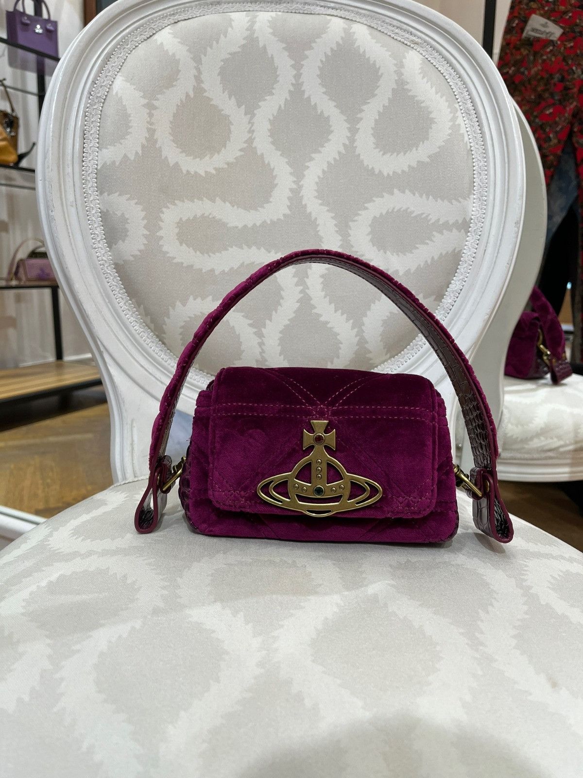 Vivienne Westwood o1f1d3z0825 Size: OS / Hazel Small Velvet Handbag in Purple Size ONE SIZE - 1 Preview