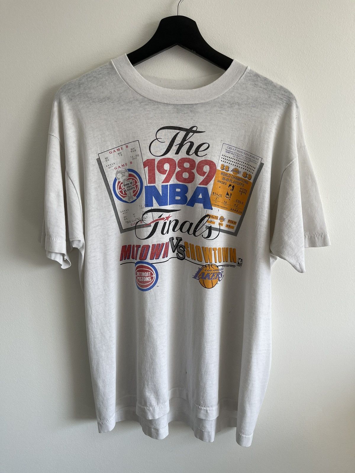 image of 1989 Nba Finals Pistons Vs Lakers in White, Men's (Size XL)