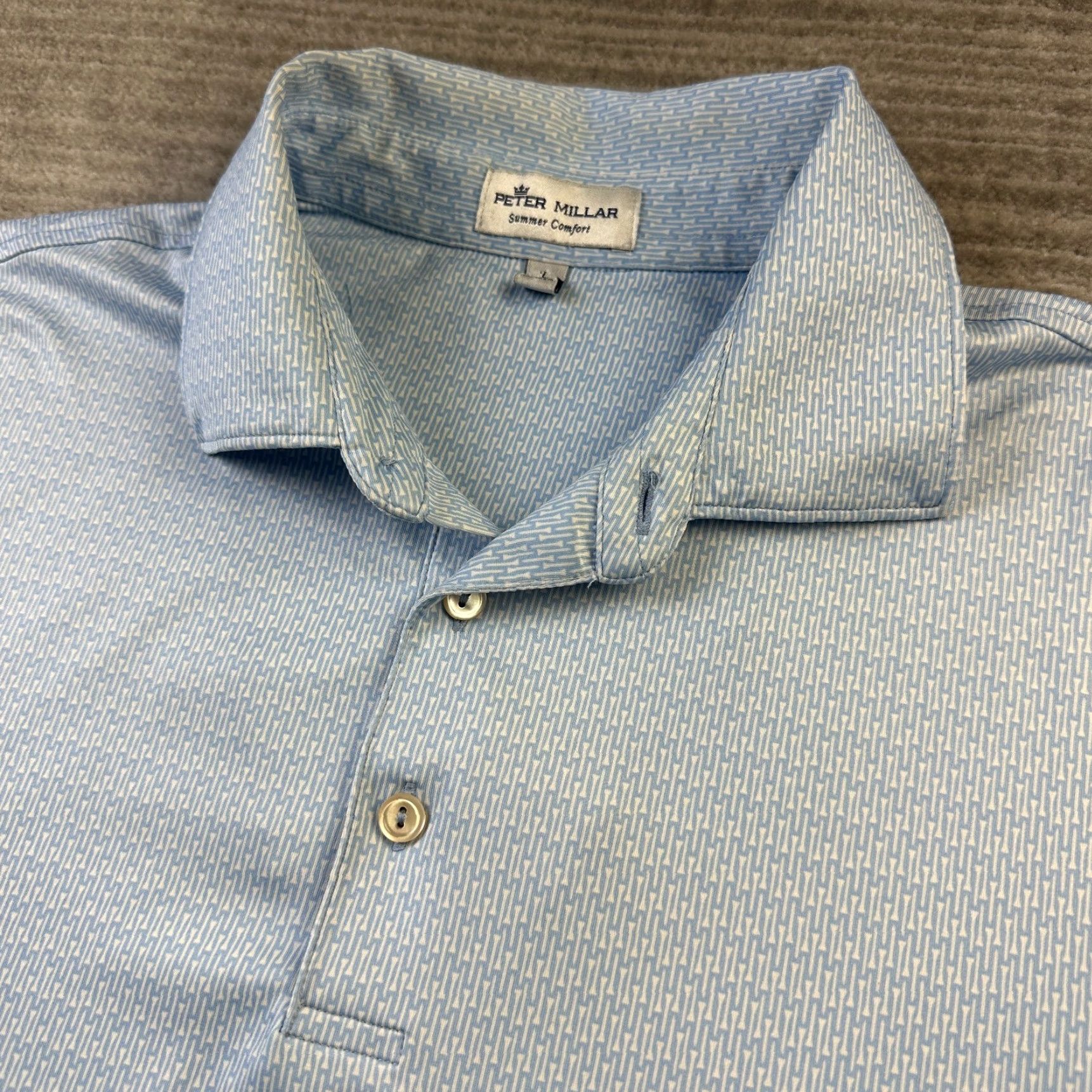 Peter Millar Peter Millar Polo Shirt Mens Large Blue Summer Comfort All Over Print Tees Size US L / EU 52-54 / 3 - 2 Thumbnail