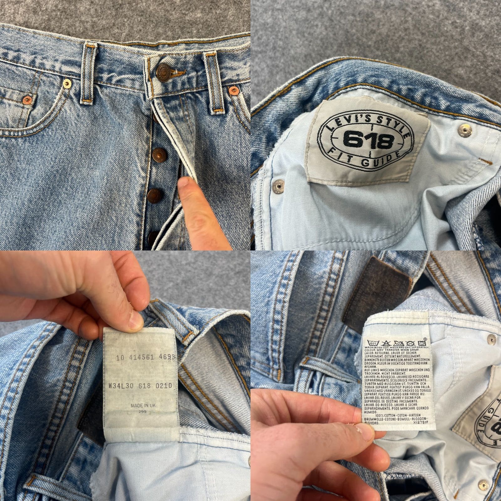 Levi's VINTAGE Levi's 618 Jeans Mens Regular Straight 31 Light Wash Blue 90s UK Made Jeans Size US 31 - 8 Thumbnail