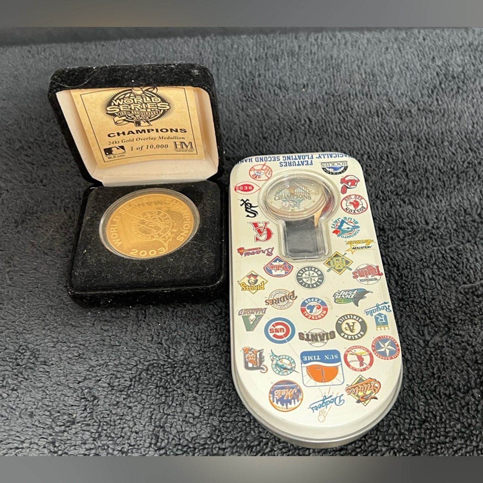MLB Florida Marlins Watch Vintage Sun 1997 Rare & 24KT GP Coin Size ONE SIZE - 1 Thumbnail