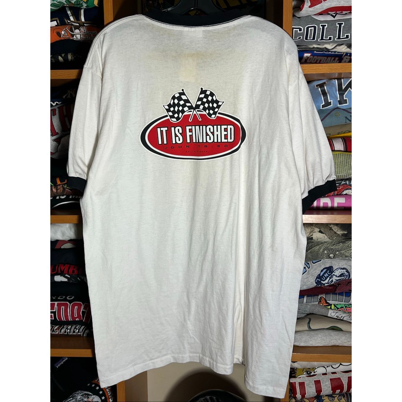 Vintage Vintage 90s Team Jesus Racing Double Sided Ringer Tee Size US XL / EU 56 / 4 - 3 Thumbnail