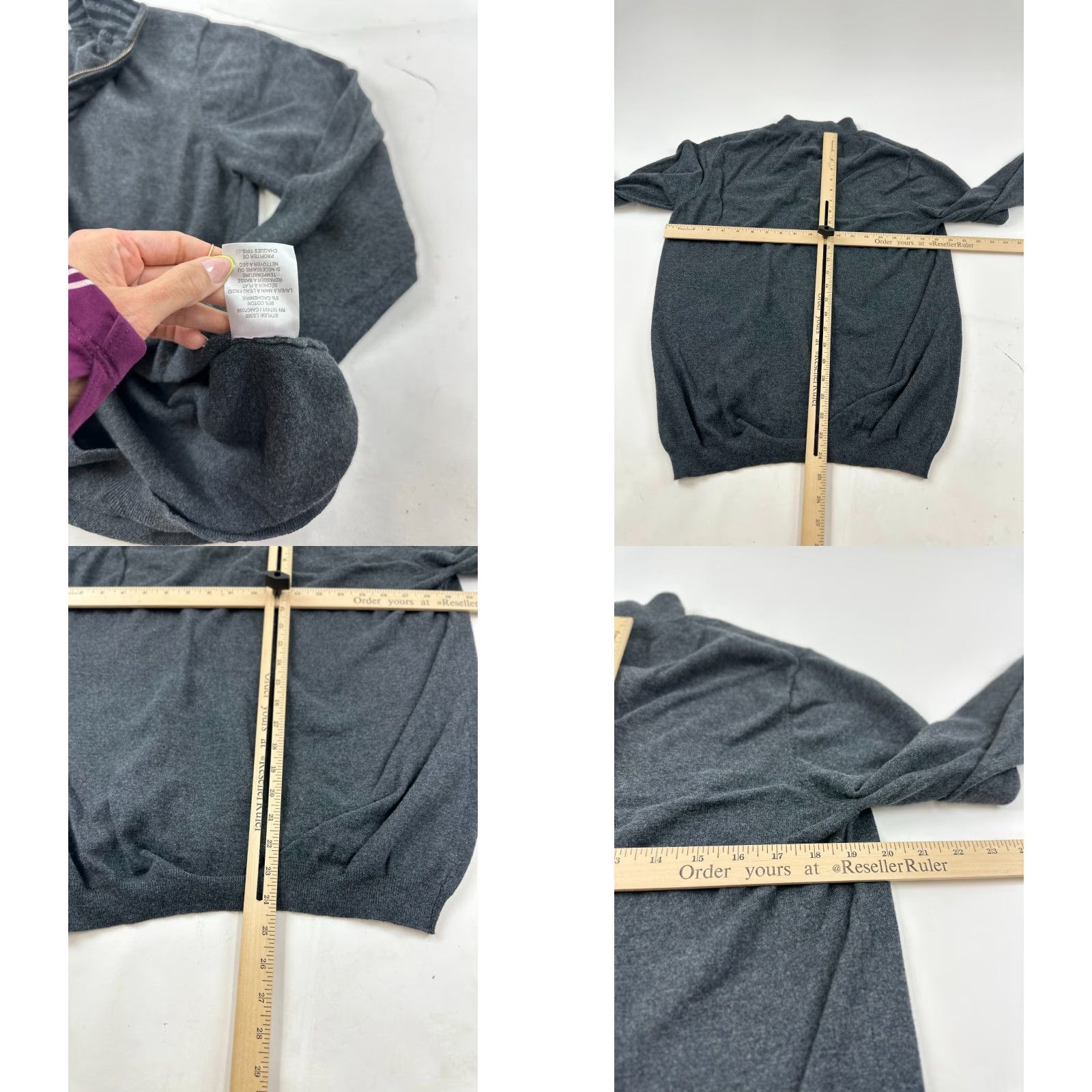 Vintage Linksoul Sweater Mens Medium Gray Cashmere Blend 1/4 Zip Pullover Mock Neck Long Sleeve Casual Winter Fall Mens Size US M / EU 48-50 / 2 - 8 Thumbnail