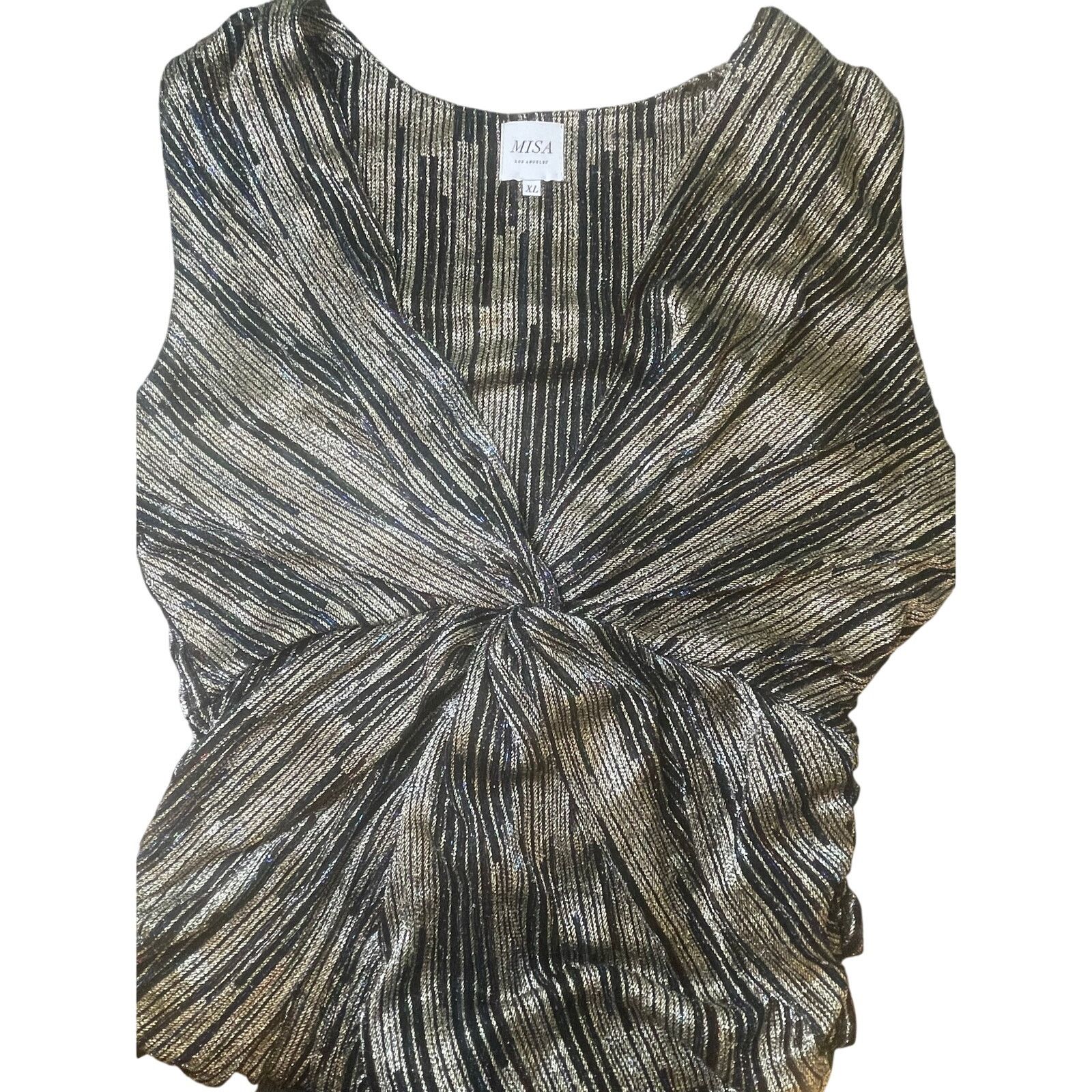 MISA Los Angeles MISA LOS ANGELES MAX DRESS METALLIC AVA TWIST RUCHED SZ XL Size XL / US 12-14 / IT 48-50 - 18 Thumbnail