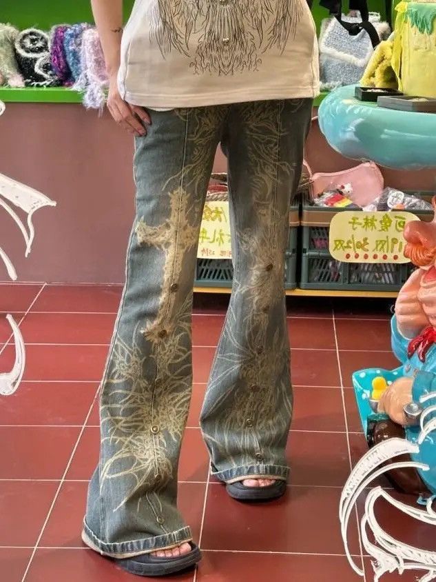 Jeans Female Retro Spice Beaded