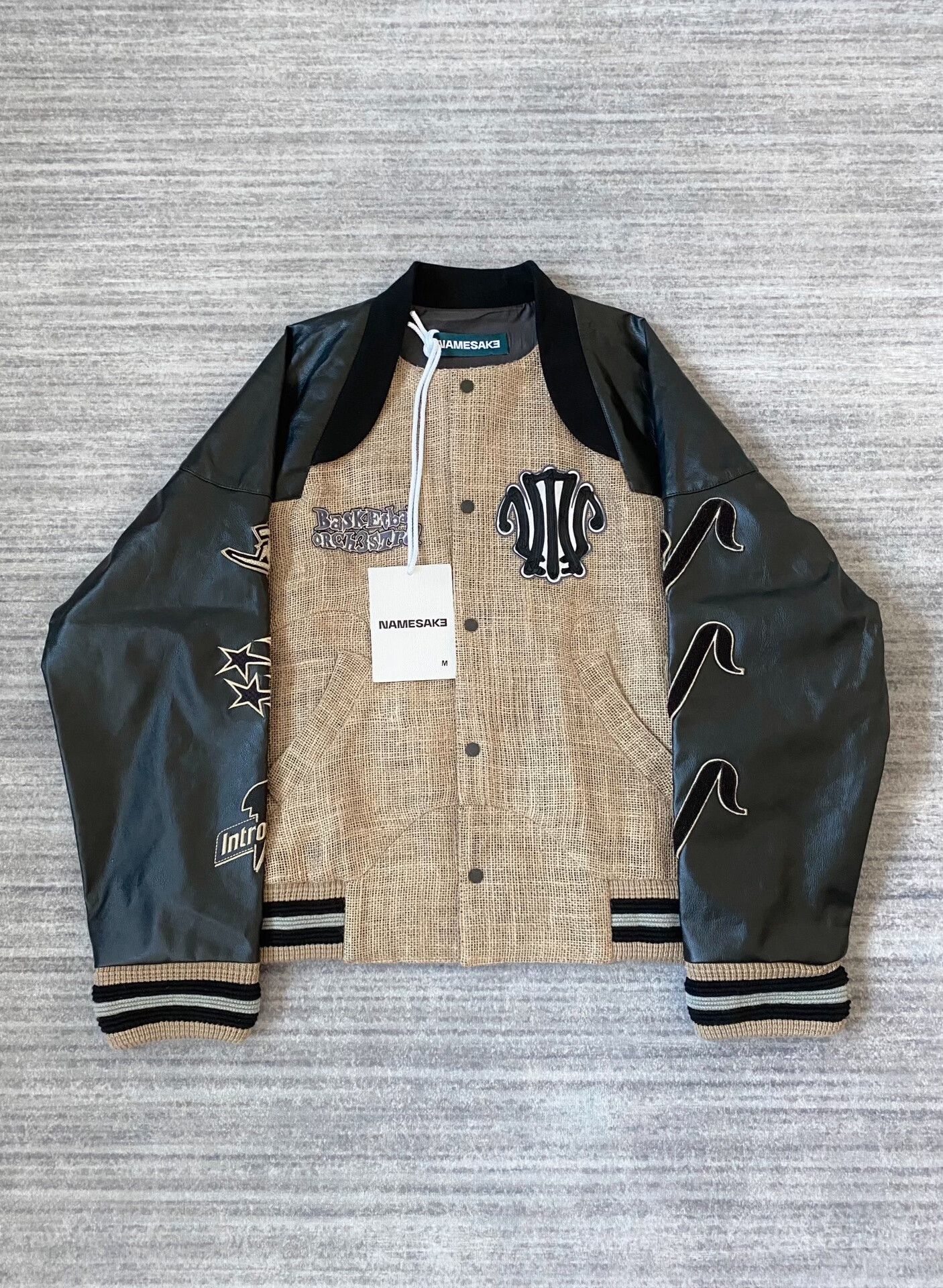 NAMESAKE beige baseball jacket with leather sleeves Size US M / EU 48-50 / 2 - 1 Thumbnail