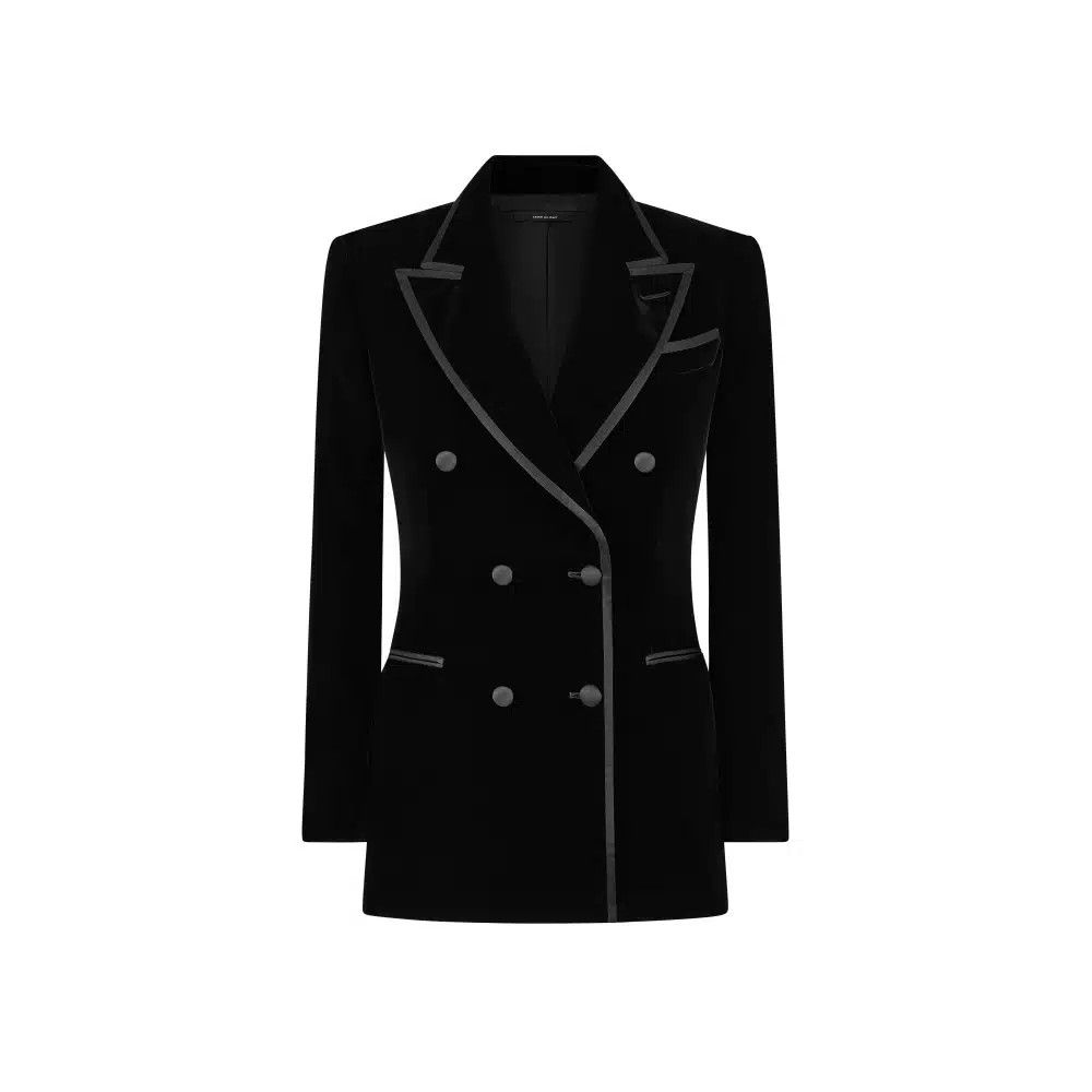 Tom Ford o1loc1c0426 GI2987 Cotton Velvet Wallis Tuxedo Jacket Black Size M / US 6-8 / IT 42-44 - 1 Thumbnail