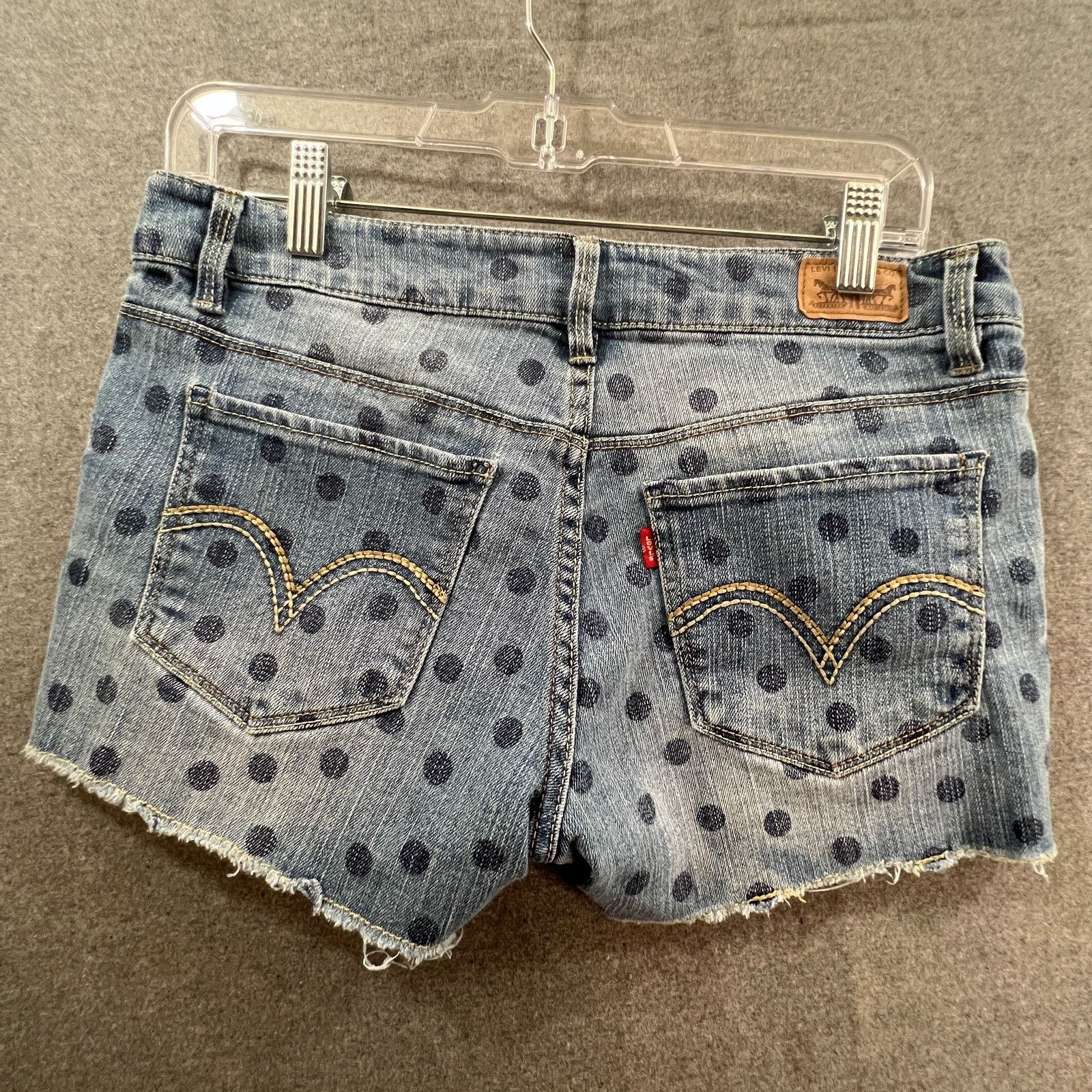 Levi's Levi's Shorty Short Women Size 9 Blue Polka Dot Jeans Size 29" - 2 Thumbnail