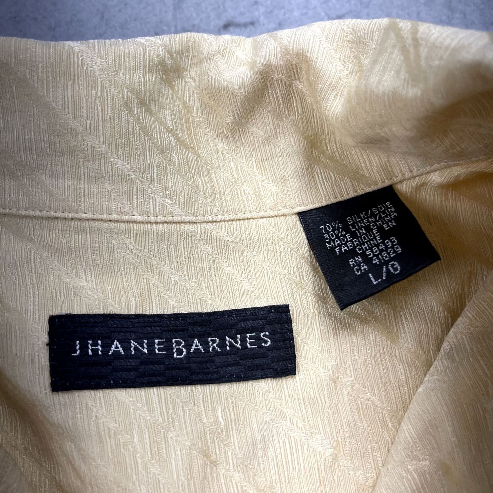 Vintage VINTAGE Jhane Barnes Shirt Mens L Yellow Silk Linen 90s Camp Collar Button-Up Short Sleeve Size US L / EU 52-54 / 3 - 4 Thumbnail