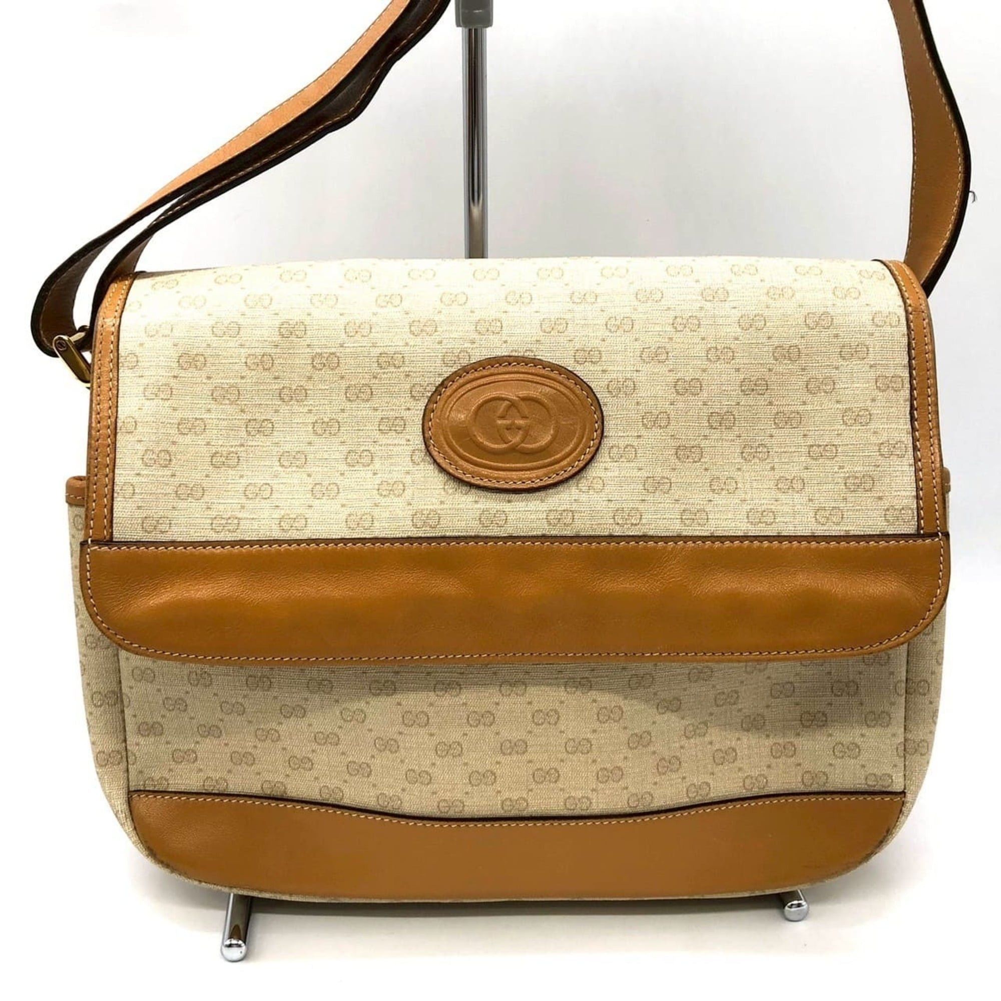 Gucci GUCCI 001 14 Micro GG Shoulder Bag, Leather, Brown, Women's Size ONE SIZE - 1 Thumbnail