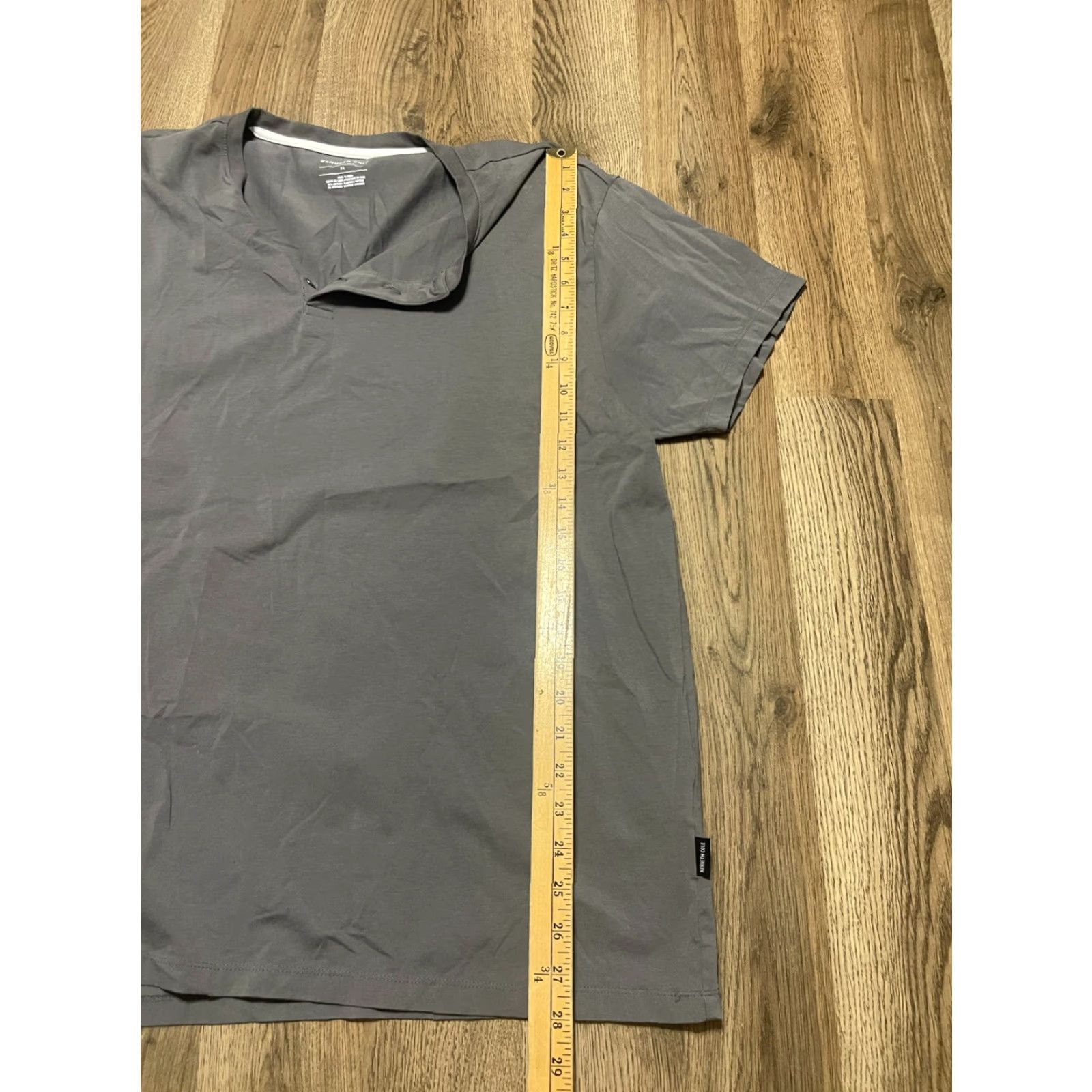 Kenneth Cole Kenneth Cole Shirt, Men's XL, Gray, 1/4 Buttons, Short Sleeve, T-Shirt, Regular, Solid, Men, NECK? Size US XL / EU 56 / 4 - 7 Thumbnail