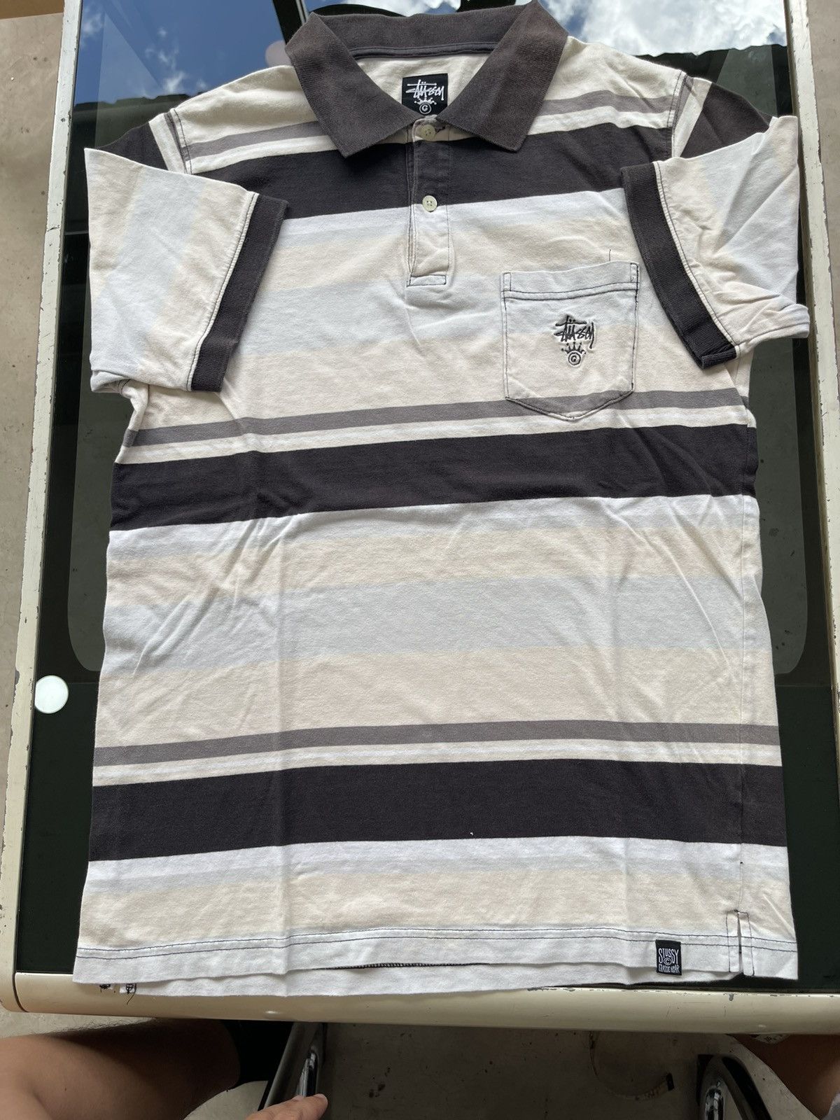 Stussy Vintage 00s Stussy Striped Polo Shirt Embroidered Crown Logo Size US XL / EU 56 / 4 - 2 Thumbnail