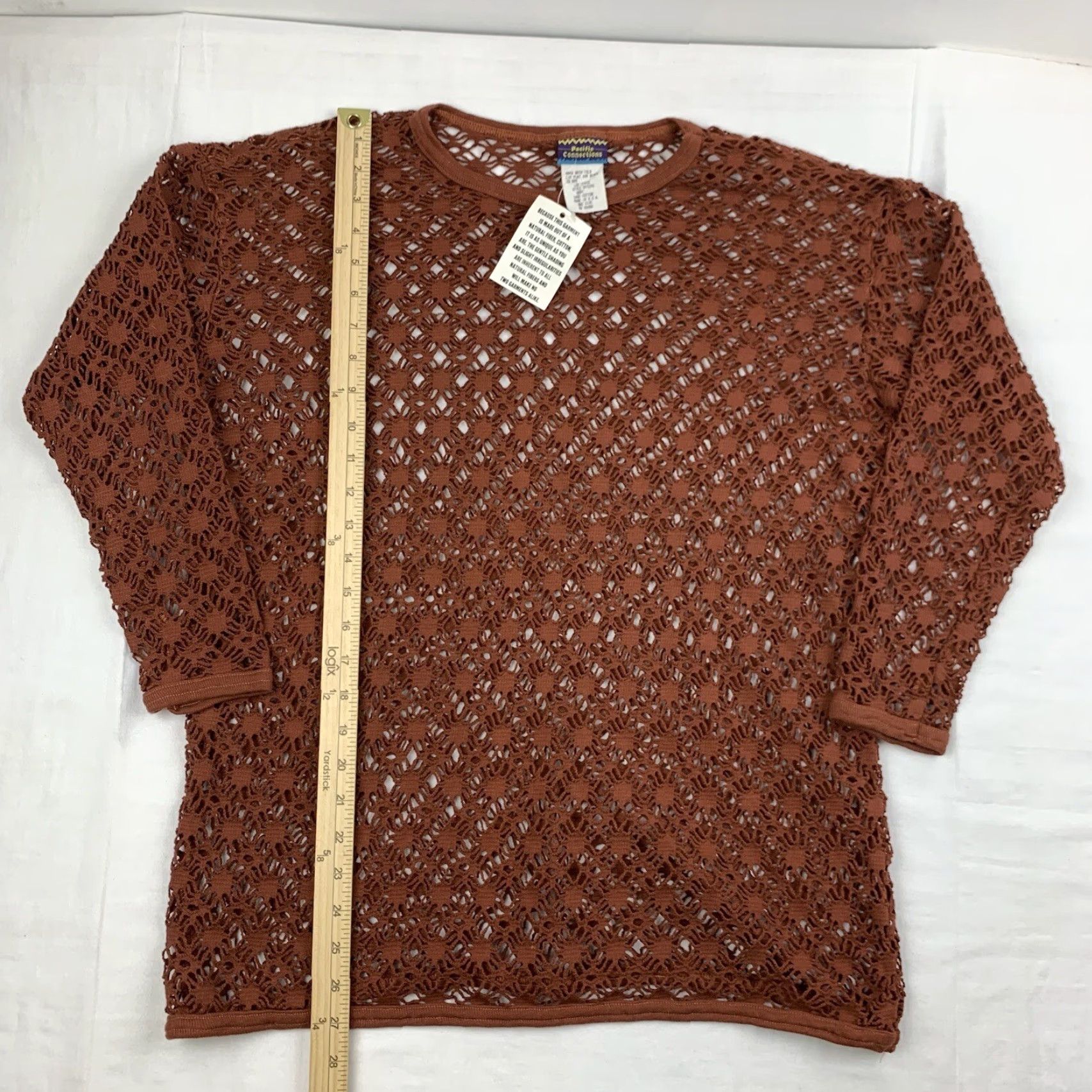 Vintage Vintage Pacific Connections Bathing Suit Cover Shirt Womens OSFM Brown 90s Beach Shirt Womens Brown 90s Pacific Connections Cover Up OSFM Vintage Size ONE SIZE - 5 Thumbnail