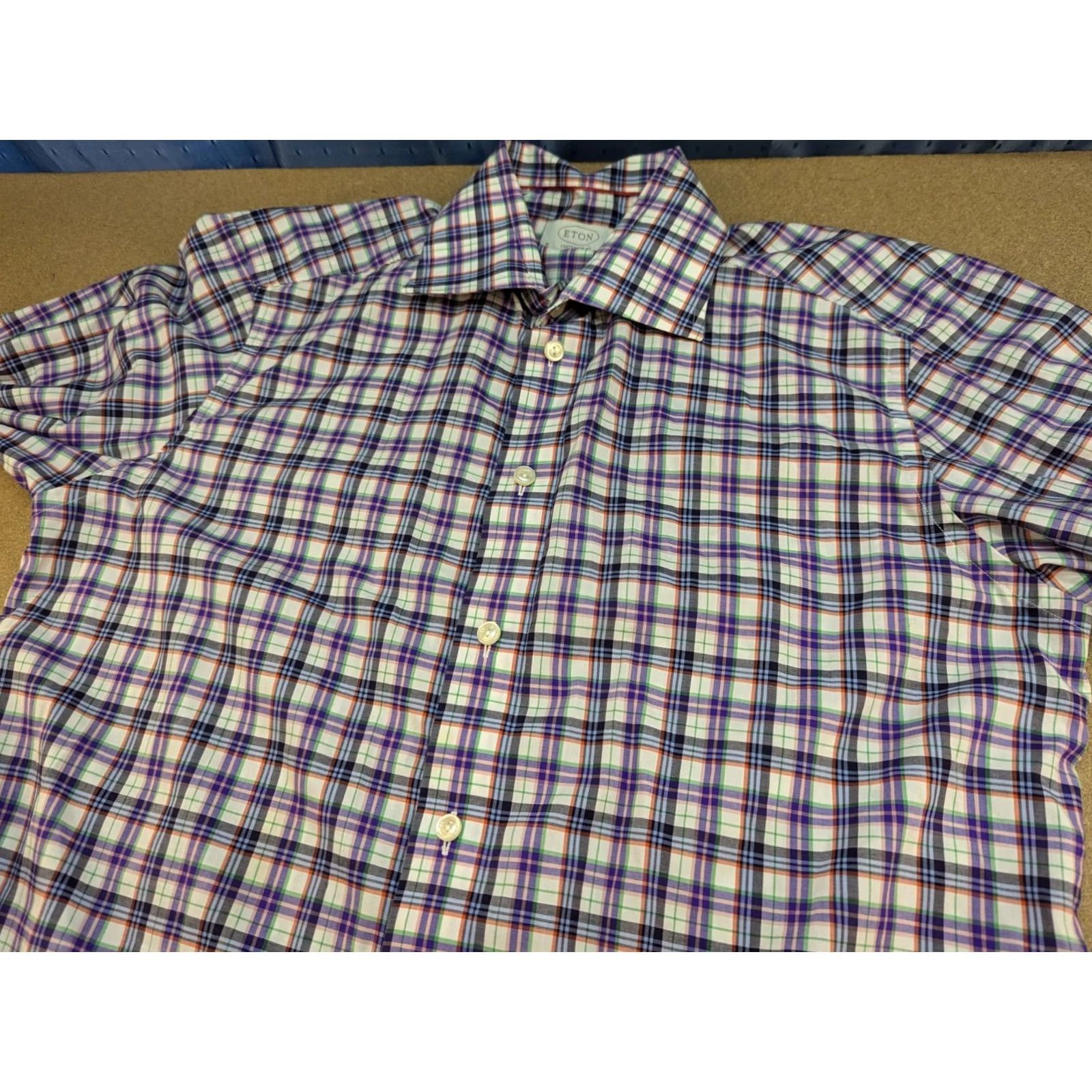 Eton ETON Button-Up Shirt Mens 15.5 Long Sleeve Check Cotton Canvas Casual Regular Size 39 Multicolor Mens Size US L / EU 52-54 / 3 - 7 Thumbnail