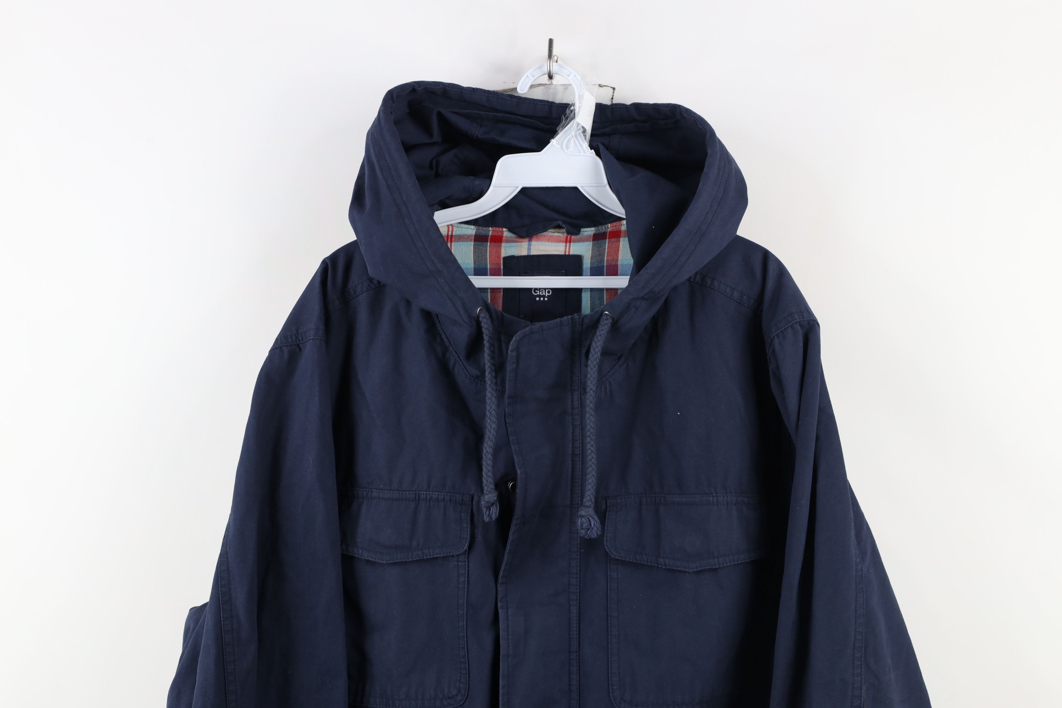 Gap × Vintage Vintage Y2K Gap Flannel Lined Hooded Utility Parka Jacket Size US XL / EU 56 / 4 - 2 Thumbnail