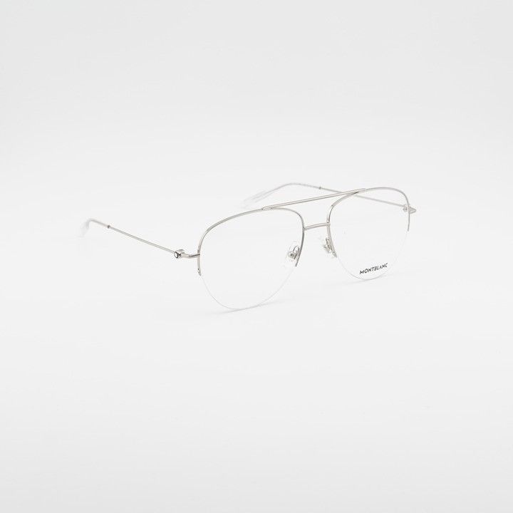 Montblanc Montblanc MB0077O 003 Eyeglasses Silver 57mm Aviator Frame Size ONE SIZE - 4 Thumbnail