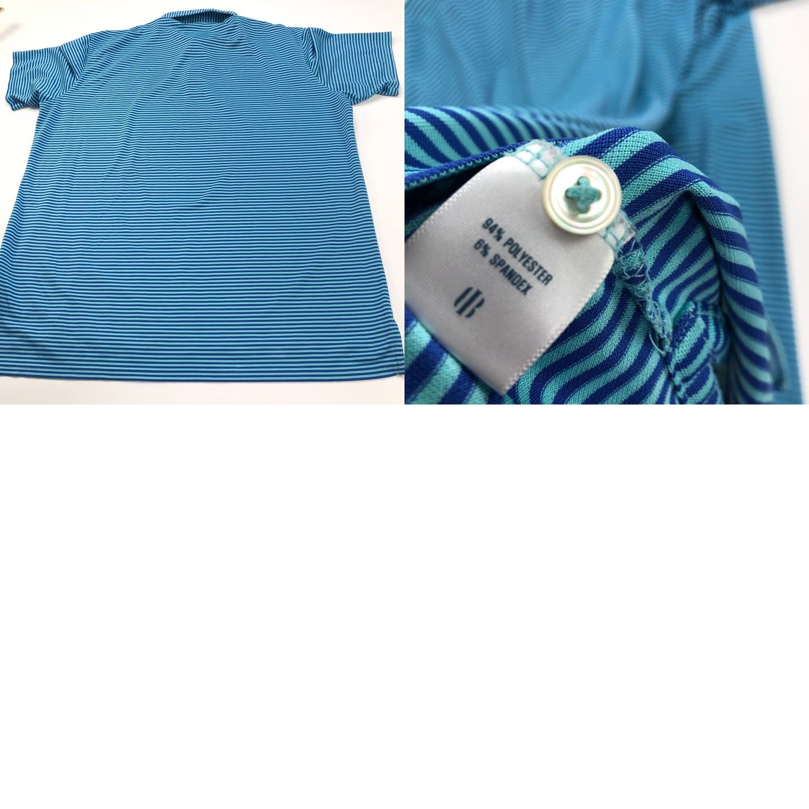 Vintage Holderness & Bourne Polo Shirt XL Blue Striped Golf Button Shirt Printed Logo Mens Regular Short Sleeve Polo Shirt Size US XL / EU 56 / 4 - 8 Thumbnail
