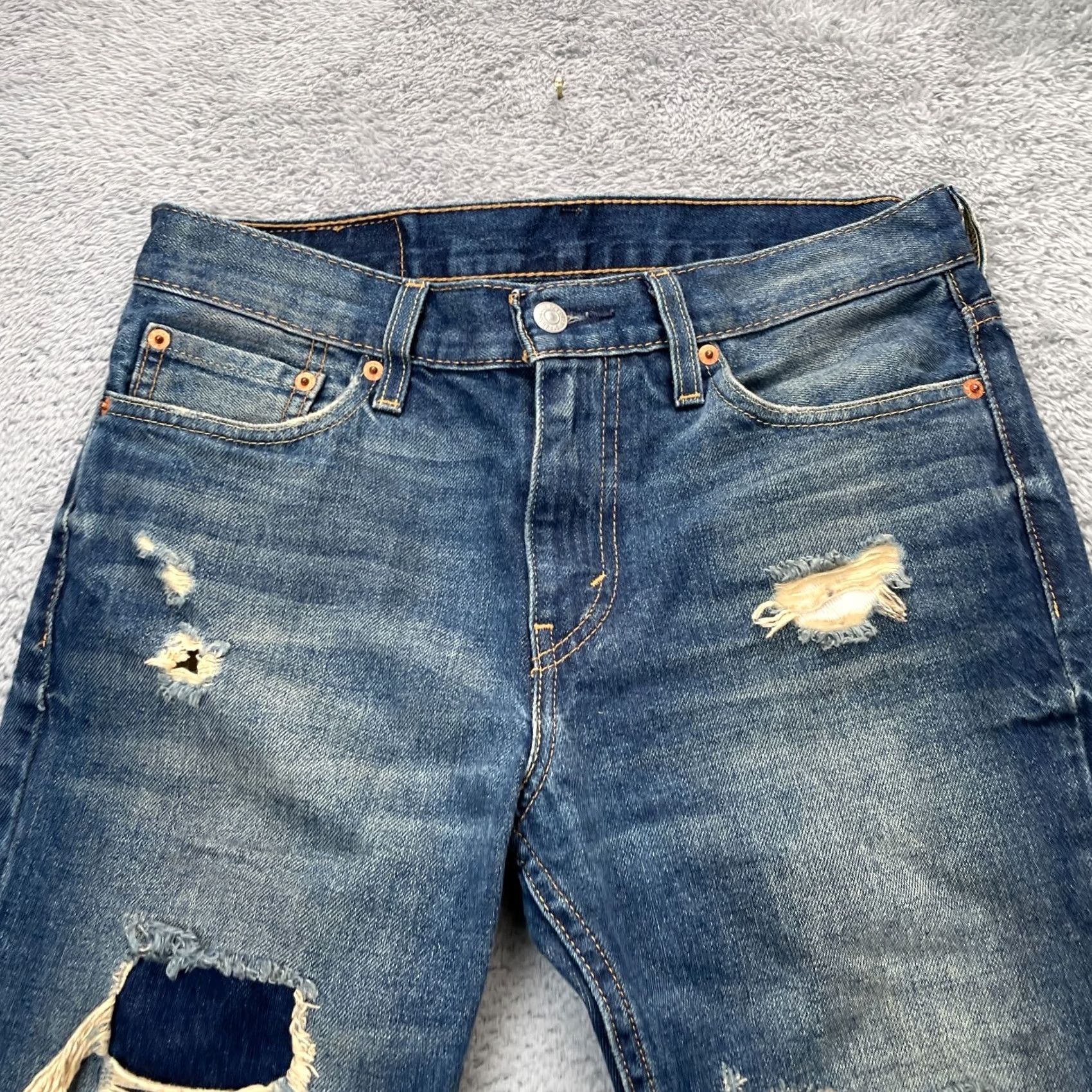 Levi's Levi's 511 Jeans Mens 30x32 Blue Slim Straight Denim Distressed 5-Pocket Cotton Button Zipper Logo Size US 30 / EU 46 - 6 Thumbnail