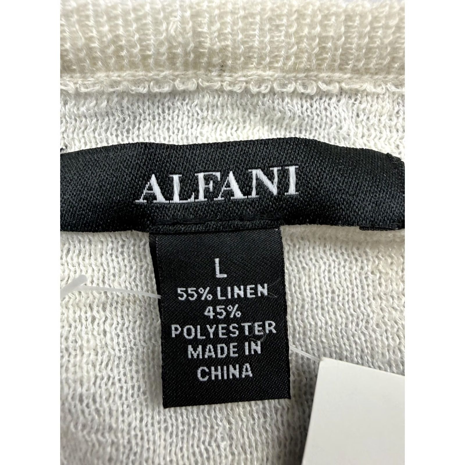 Alfani Alfani Mens Large White Linen Blend Henley Lightweight Knit Pullover Sweater Shirt Sleeve Long Knit Crew Neck Casual Spring Size US L / EU 52-54 / 3 - 3 Thumbnail
