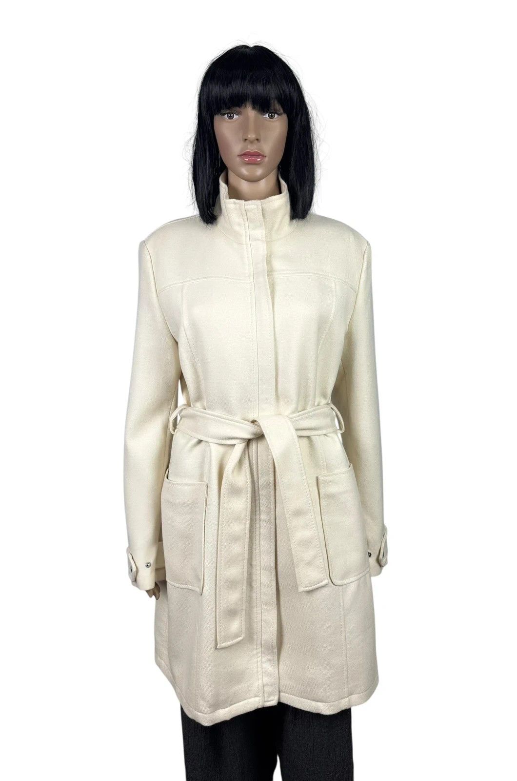 Gianfranco Ferre GF Ferre Wool Long Coat Belted Ivory size M Size M / US 6-8 / IT 42-44 - 1 Thumbnail