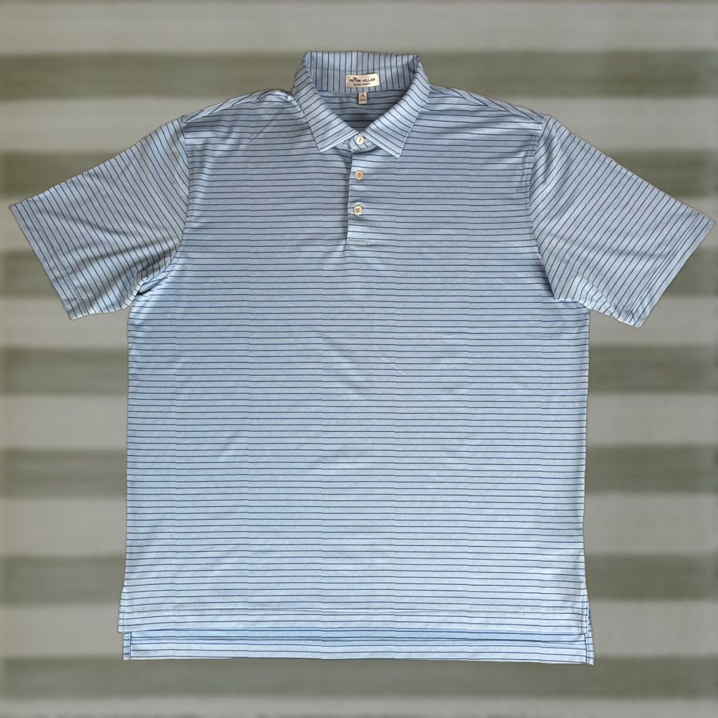 Peter Millar Peter Millar Summer Comfort Crafty Performance Jersey Polo Shirt XL Men Blue Striped Short Sleeve Size US XL / EU 56 / 4 - 1 Thumbnail