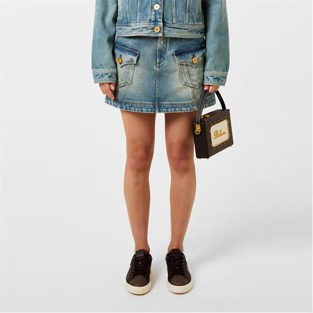 Balmain o1g2r1mq0924 Mini Skirt in Denim Blue Size 27" / US 4 / IT 40 - 3 Thumbnail