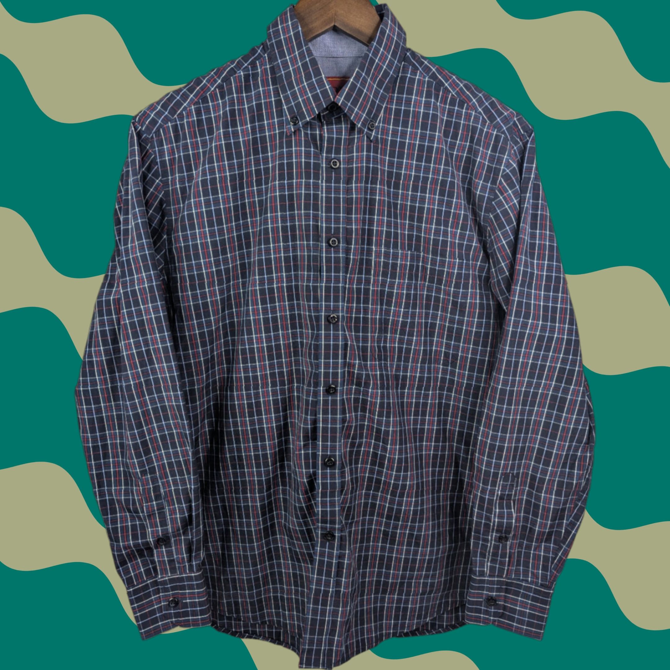 Vintage Rodeo Clothing Co. Men's Blue Plaid Long Sleeve Shirt Button Down Size Medium Size US M / EU 48-50 / 2 - 1 Thumbnail