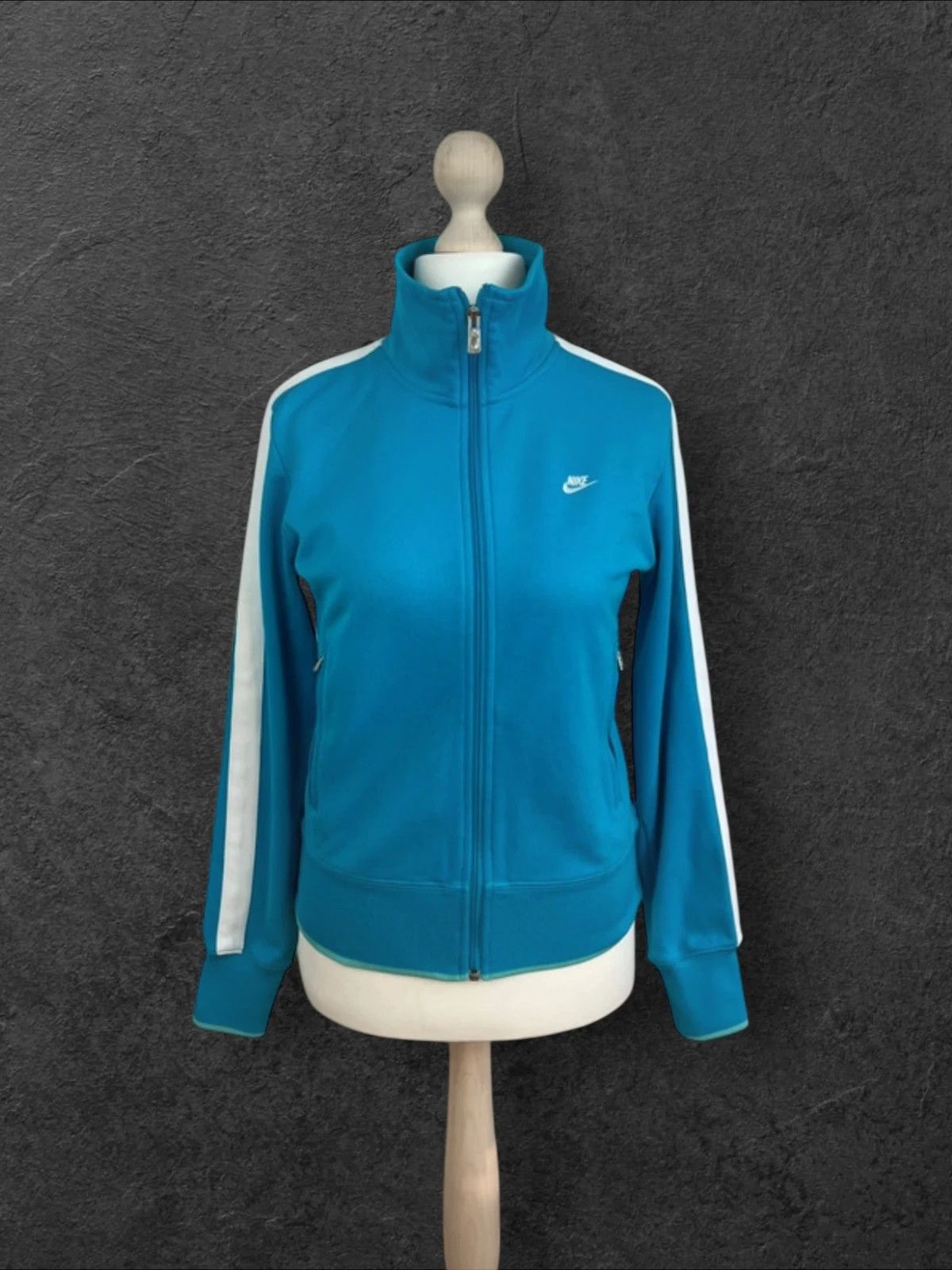 Nike Vintage 00s Nike Blue Womens Track Zip Sweatshirt M Size M / US 6-8 / IT 42-44 - 3 Thumbnail