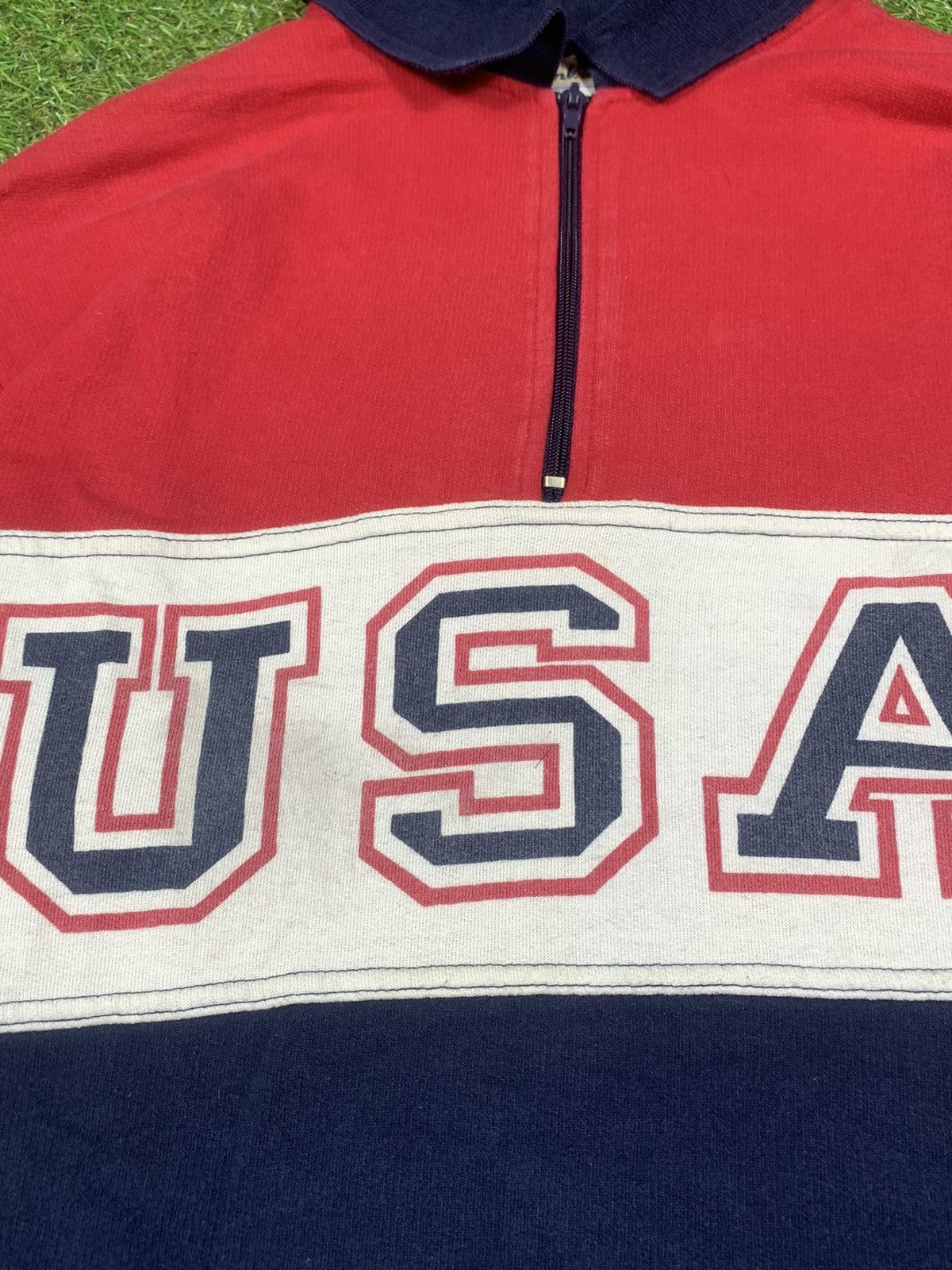 Japanese Brand Vintage 90s USA 1/4 sweatshirt big logo streetwear style Size US M / EU 48-50 / 2 - 4 Thumbnail