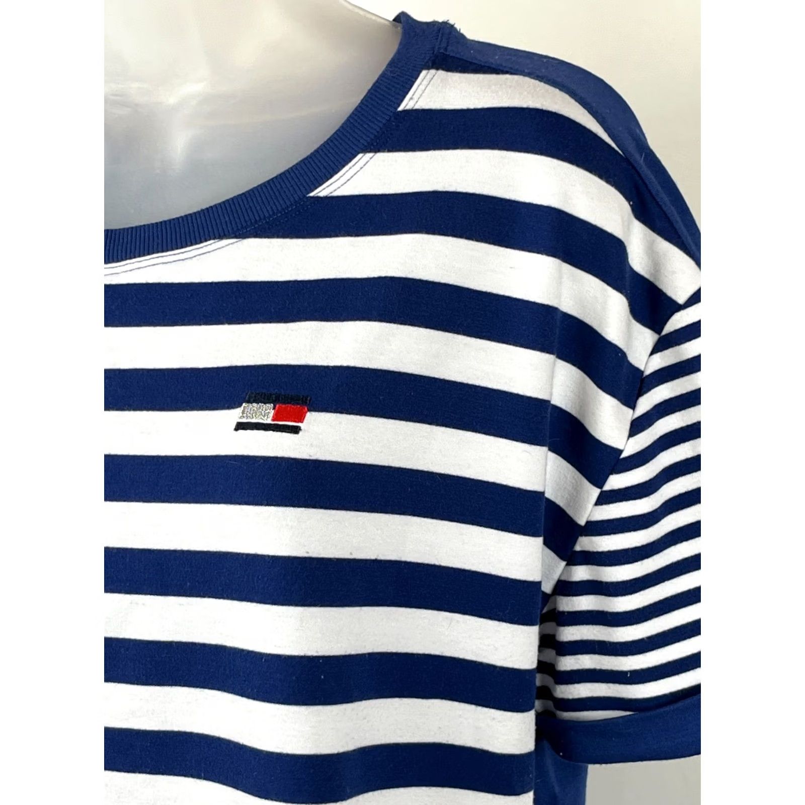 Tommy Hilfiger Tommy Hilfiger Sport Shirt Womens L Blue White Stripe Short Sleeve Boxy Top Size L / US 10 / IT 46 - 3 Thumbnail