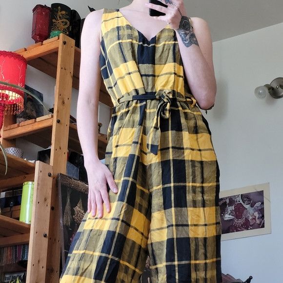 Other Lustre Designed By Yasmine Yellow Black Plaid Jumpsuit - M Size 30" / US 8 / IT 44 - 5 Thumbnail