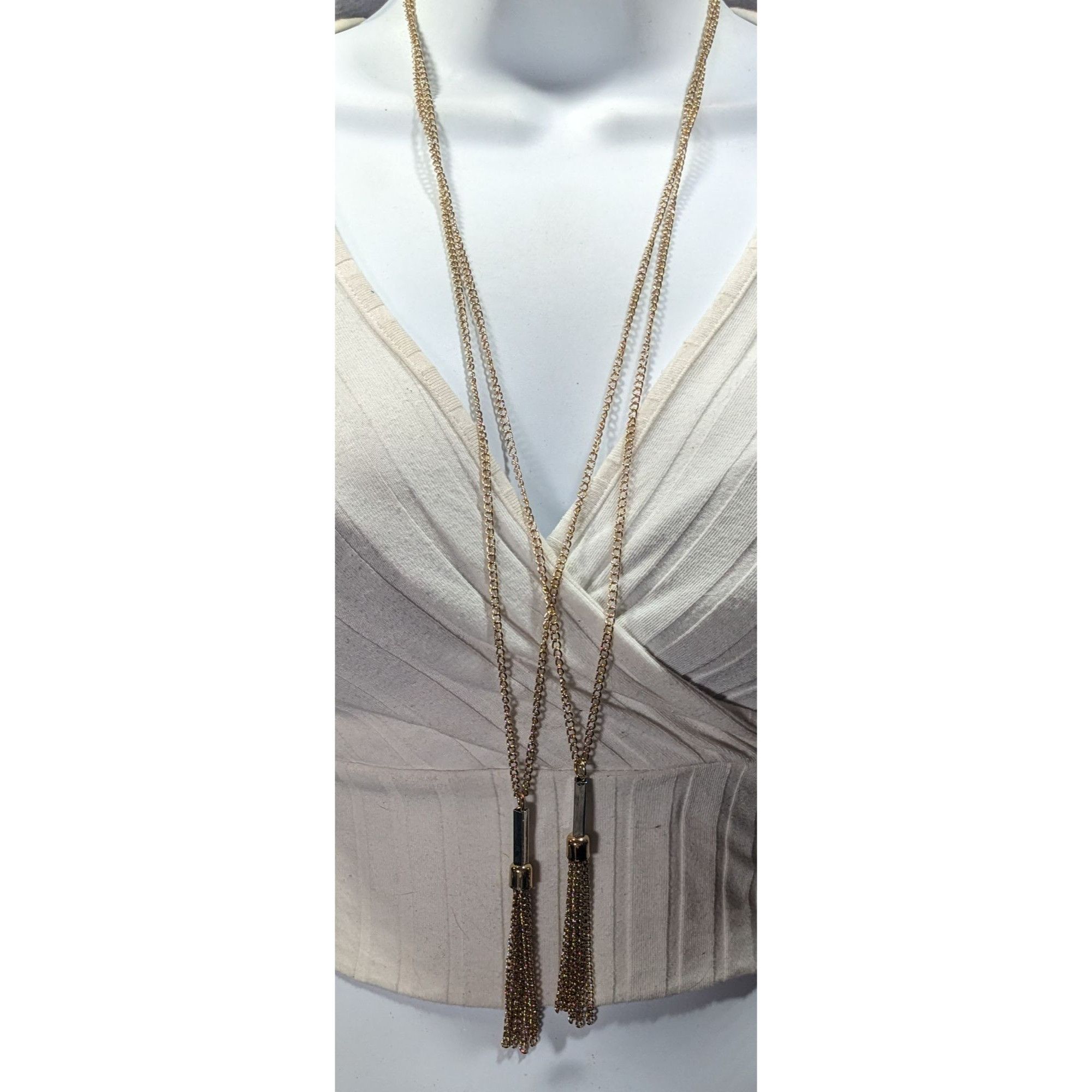 Other Chic Double Chain Tassel Gold Tone Necklace Size ONE SIZE - 2 Thumbnail