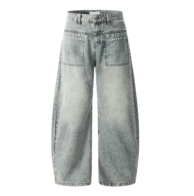 Japanese Brand × Jean Vintage washed distressed wide-leg casual scimitar jeans Size US 32 / EU 48 - 1 Thumbnail