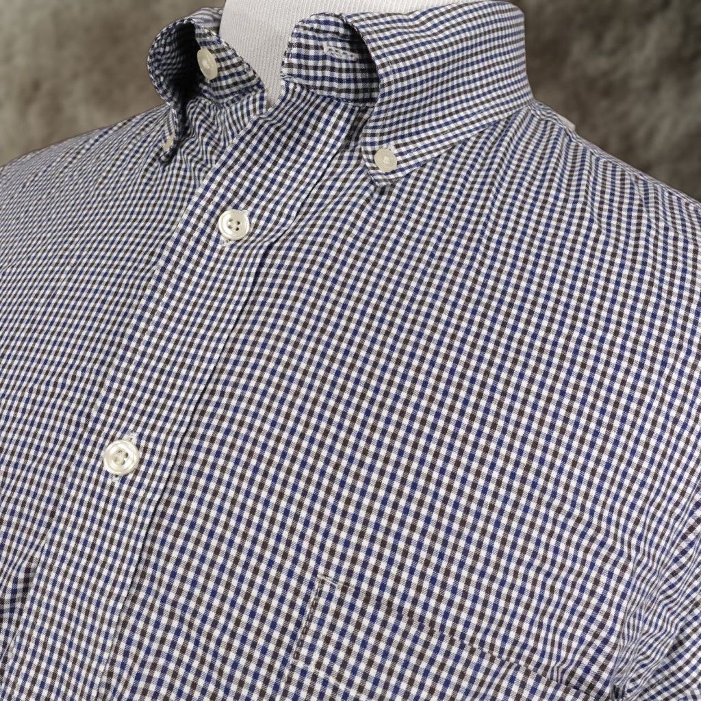 Roundtree & Yorke Roundtree & Yorke Shirt Big 2X Blue Check Long Sleeve Button-Up Regular Fit Mens Size US XXL / EU 58 / 5 - 1 Thumbnail