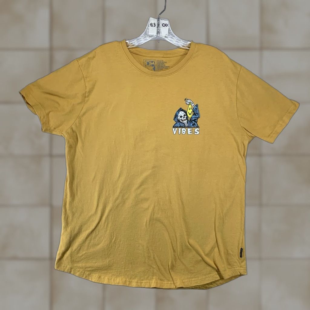 VIBE VINTAGE Dikotomy Women’s T-Shirt Large Casual Short Sleeve Crew Neck 100% Cotton Graphic Skull Mustard Yellow Humor Size L / US 10 / IT 46 - 1 Thumbnail