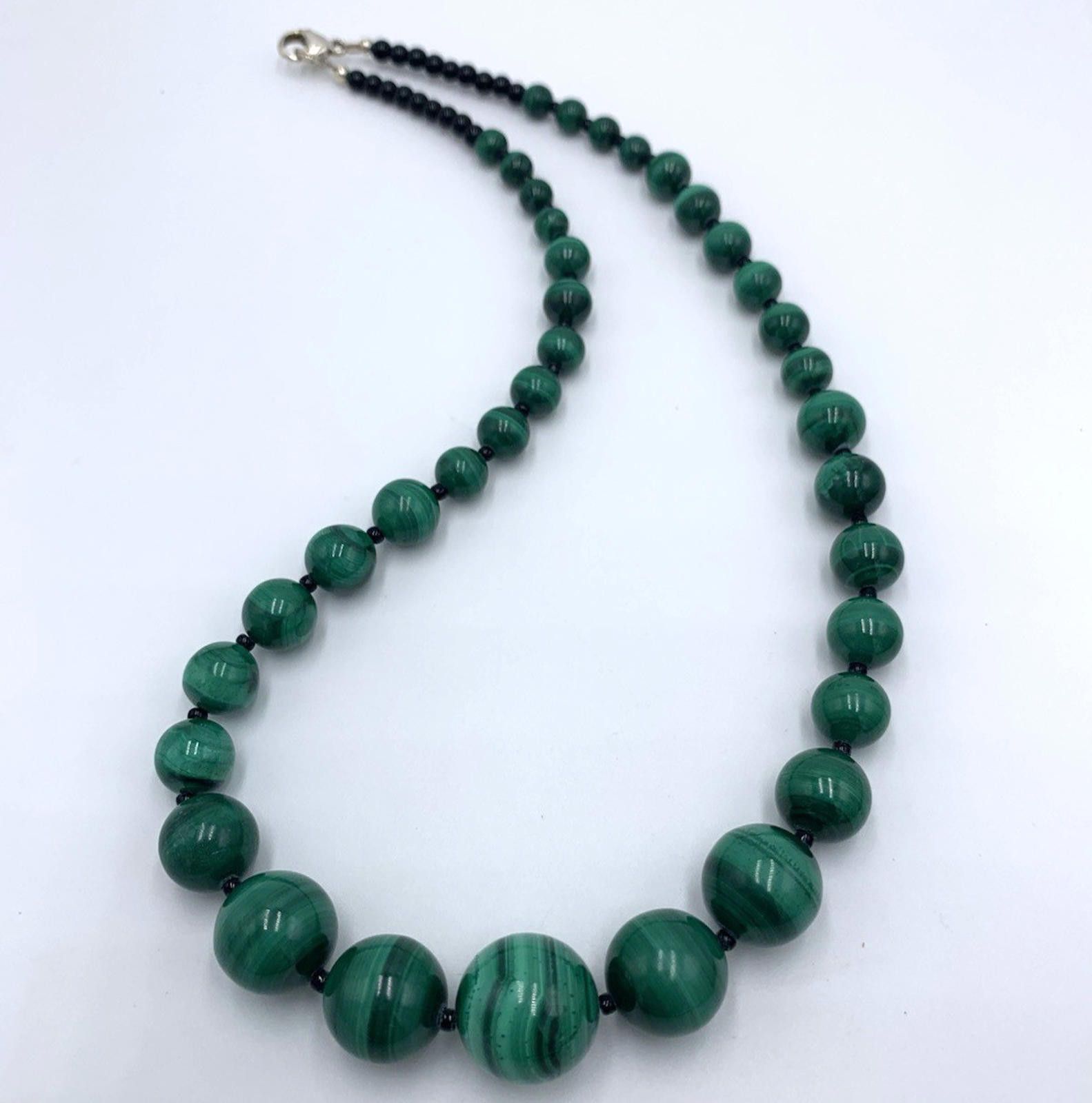 Other Malachite Graduated Beads Glass Spacer Sterling Necklace Size ONE SIZE - 2 Thumbnail