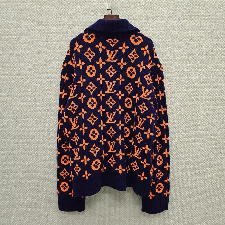 Louis Vuitton Louis Vuitton Blue Orange Full Print Cardigan sweater Size US XL / EU 56 / 4 - 2 Thumbnail
