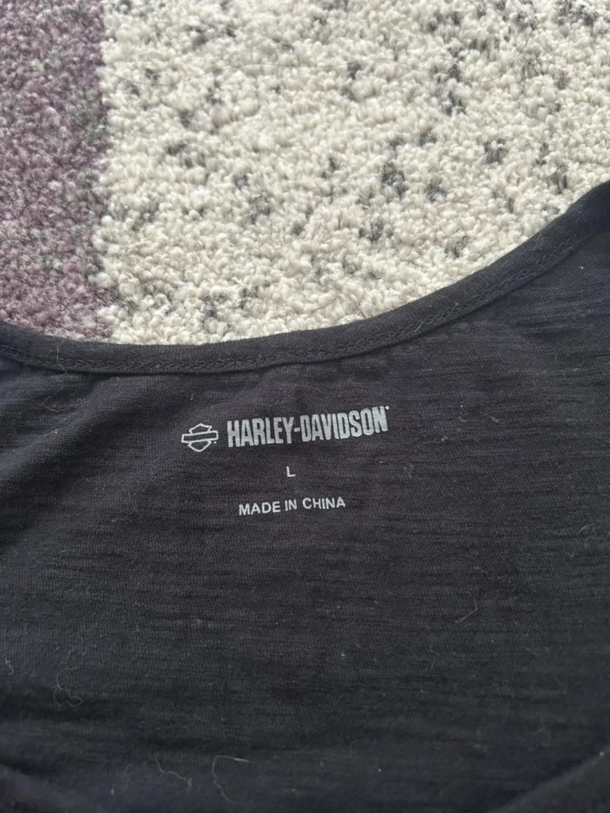 Harley Davidson Harley-Davidson Black Long Sleeve Henley Logo Tee – 1903 Size L / US 10 / IT 46 - 3 Thumbnail