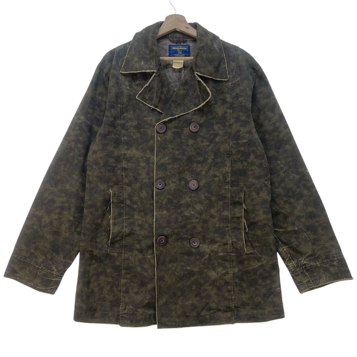 Woolrich Woolen Mills Vtg Woolrich Camouflage Distressed Double Breasted Jacket Size US M / EU 48-50 / 2 - 1 Thumbnail