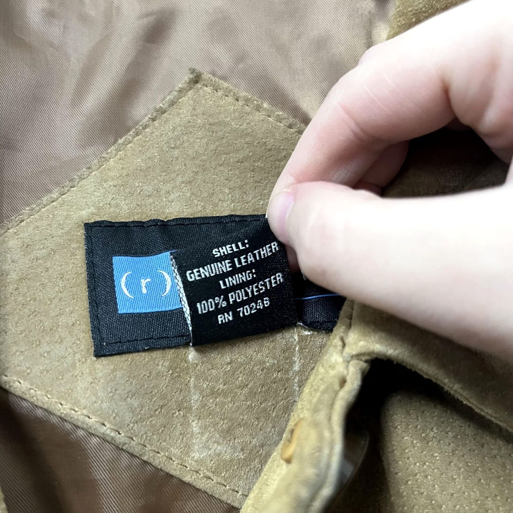 Vintage VINTAGE Relativity Coat Womens L Beige Suede Leather Button Front Lined Mid Length Size L / US 10 / IT 46 - 6 Thumbnail