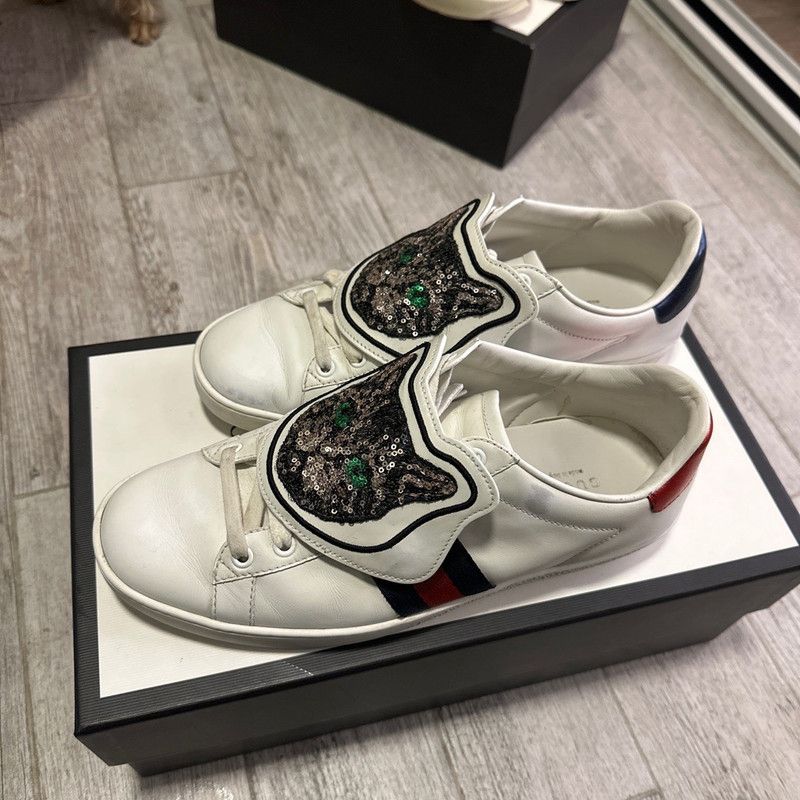 Gucci Gucci Ace Cat Sequin White Sneakers Size US 9.5 / EU 42-43 - 1 Thumbnail