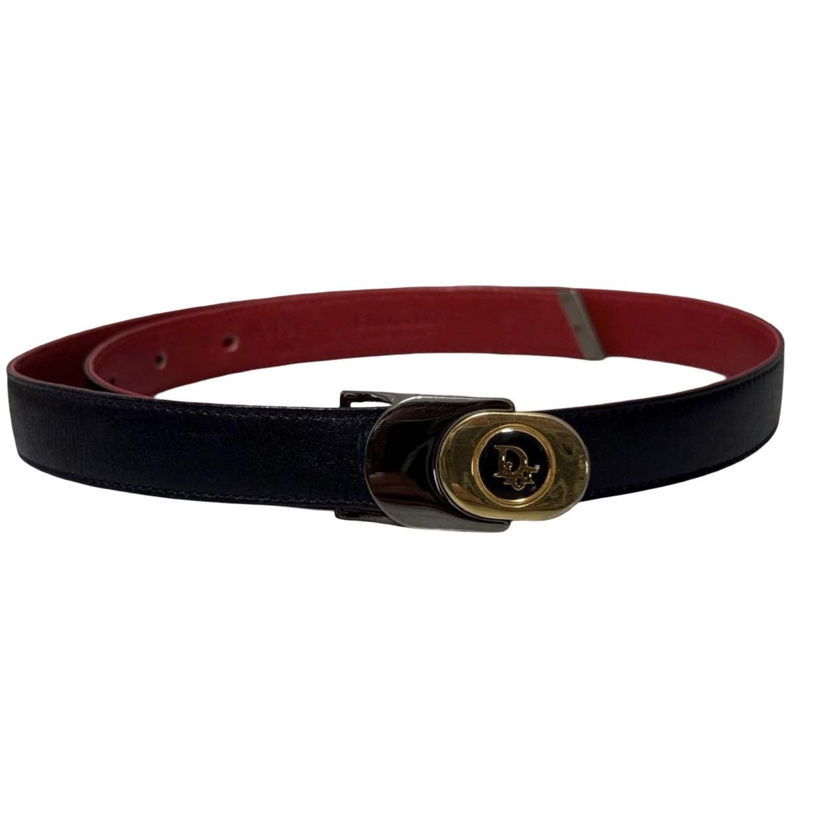 Dior Christian Dior Slim Bi-Color Leather Belt Black CD Logo 80 Size ONE SIZE - 1 Thumbnail