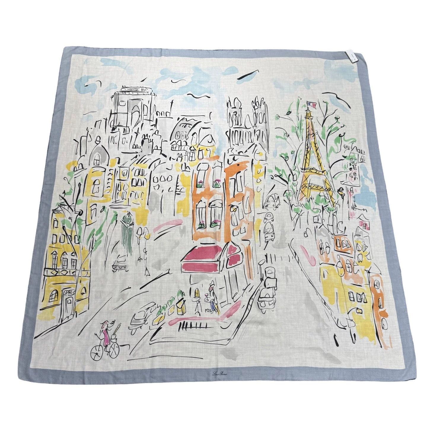 Loro Piana Loro Piana Paris Doodle Print Cashmere Silk Scarf Size ONE SIZE - 1 Thumbnail