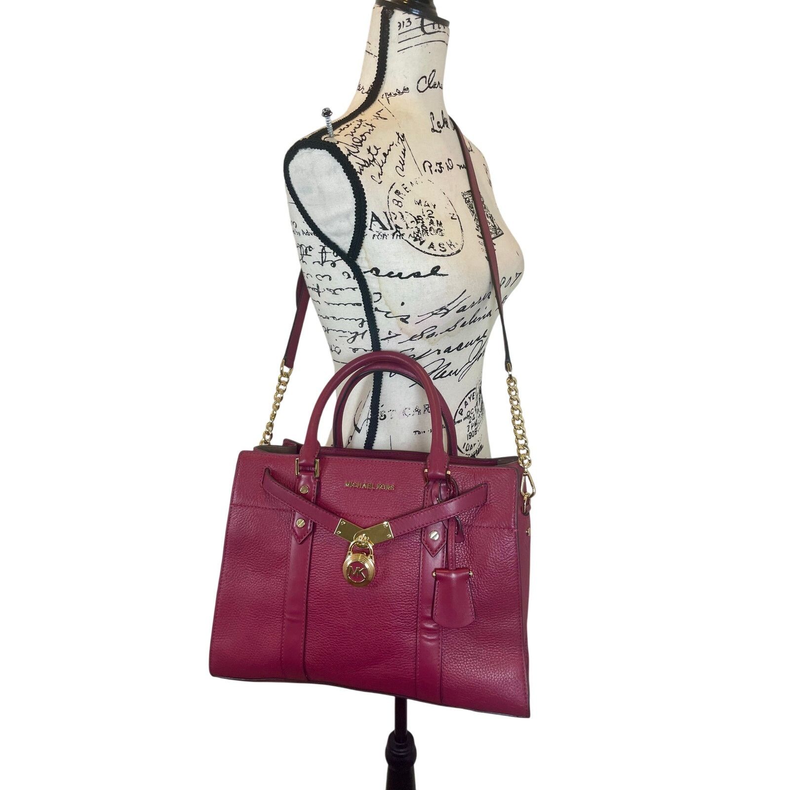 Michael Kors MICHAEL KORS NOUVEAU SATCHEL BAG PADLOCK KEY CROSSBODY BERRY Size ONE SIZE - 4 Thumbnail