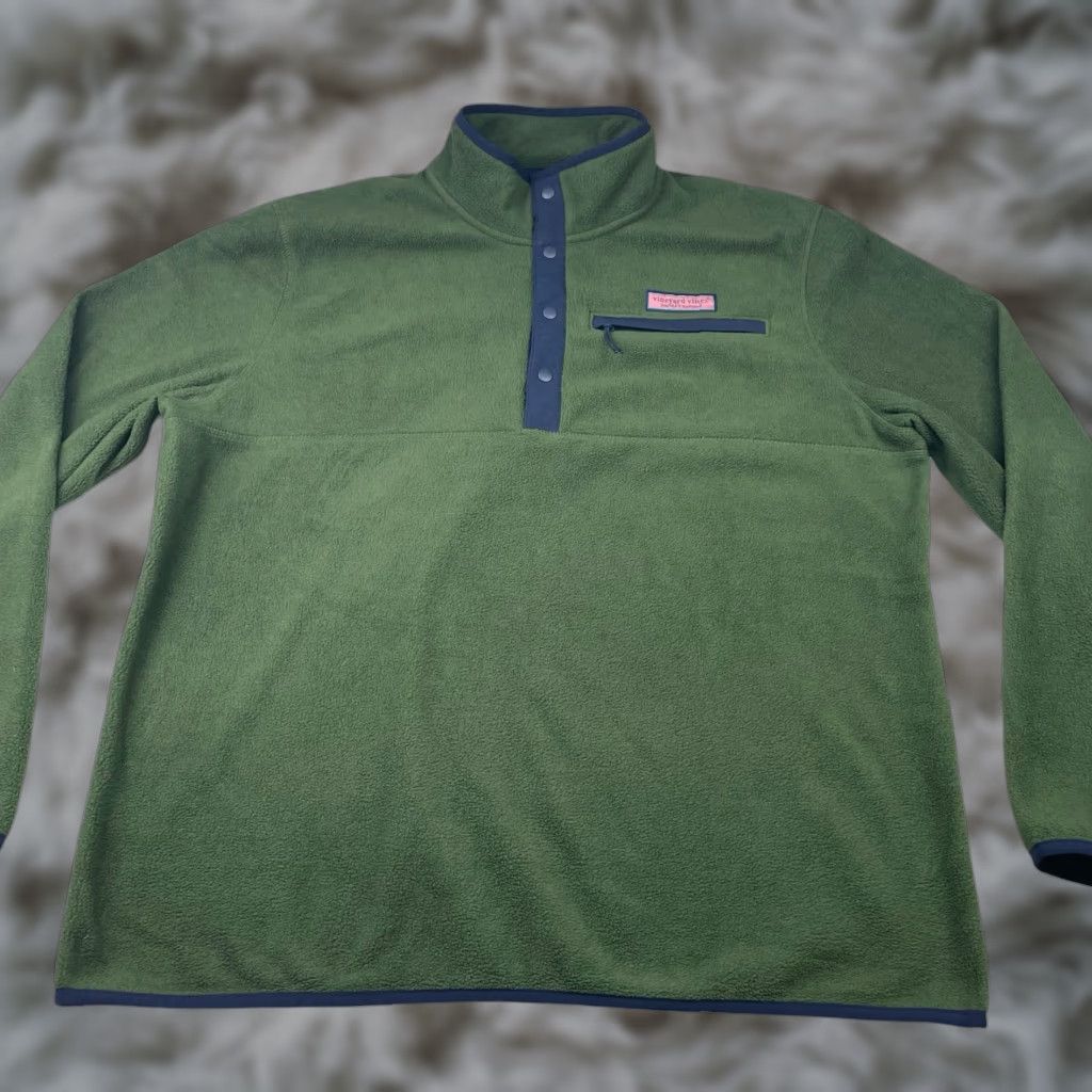Vineyard Vines Vineyard Vines Men's Fleece Shep Shirt 1/4 Snap Button Pullover Green XL Mock Neck Sweatshirt Size US S / EU 44-46 / 1 - 1 Thumbnail