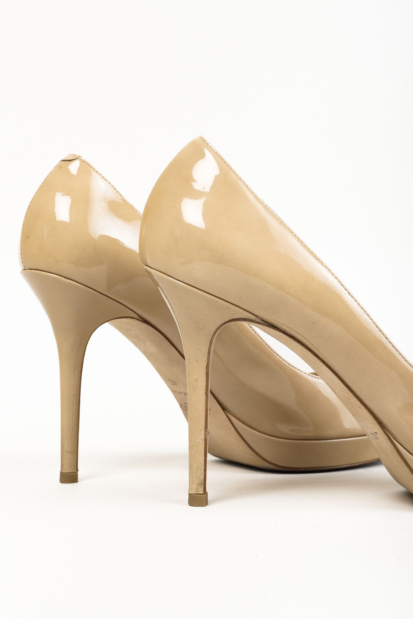 Jimmy Choo Jimmy Choo Luna Nude Patent Peep-Toe Heels Size US 9.5 / IT 39.5 - 5 Thumbnail